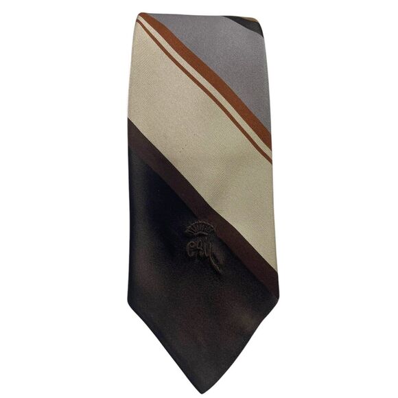 Vintage WOOLF BROTHERS COUNTESS MARA Tie Brown Gray and Copper Cream, Preowned - Picture 1 of 8